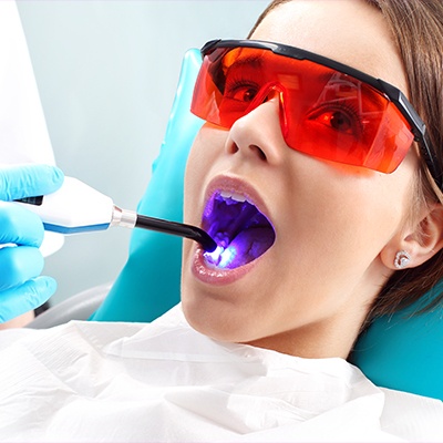 pre-teen girl getting dental sealants