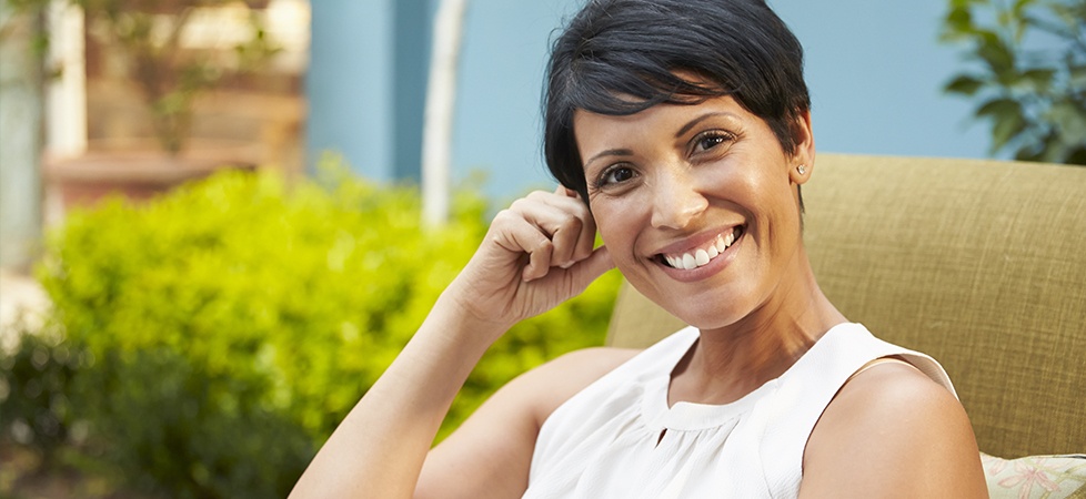 woman relaxing outside