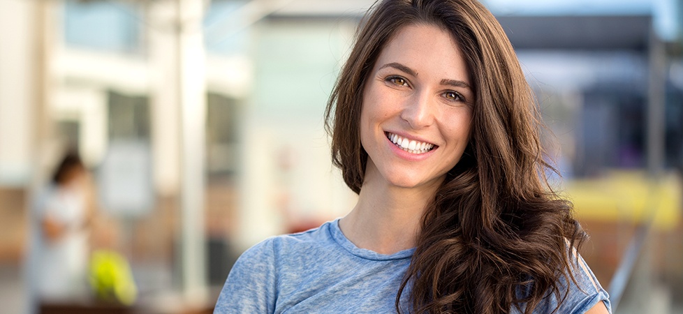 woman with straight smile