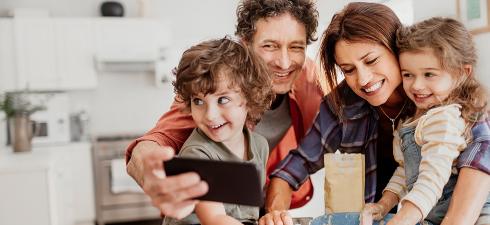 family taking selfie